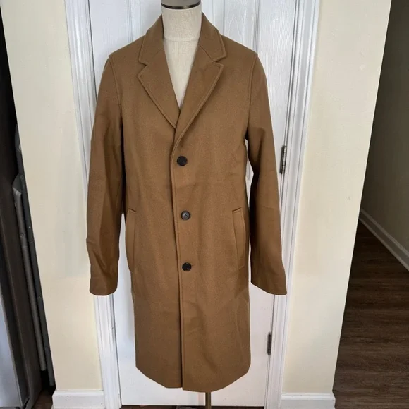 🧥 The Kooples Camel Wool Blend Long Coat | Men’s Small (Women’s Medium) | NWT - Picture 2 of 13